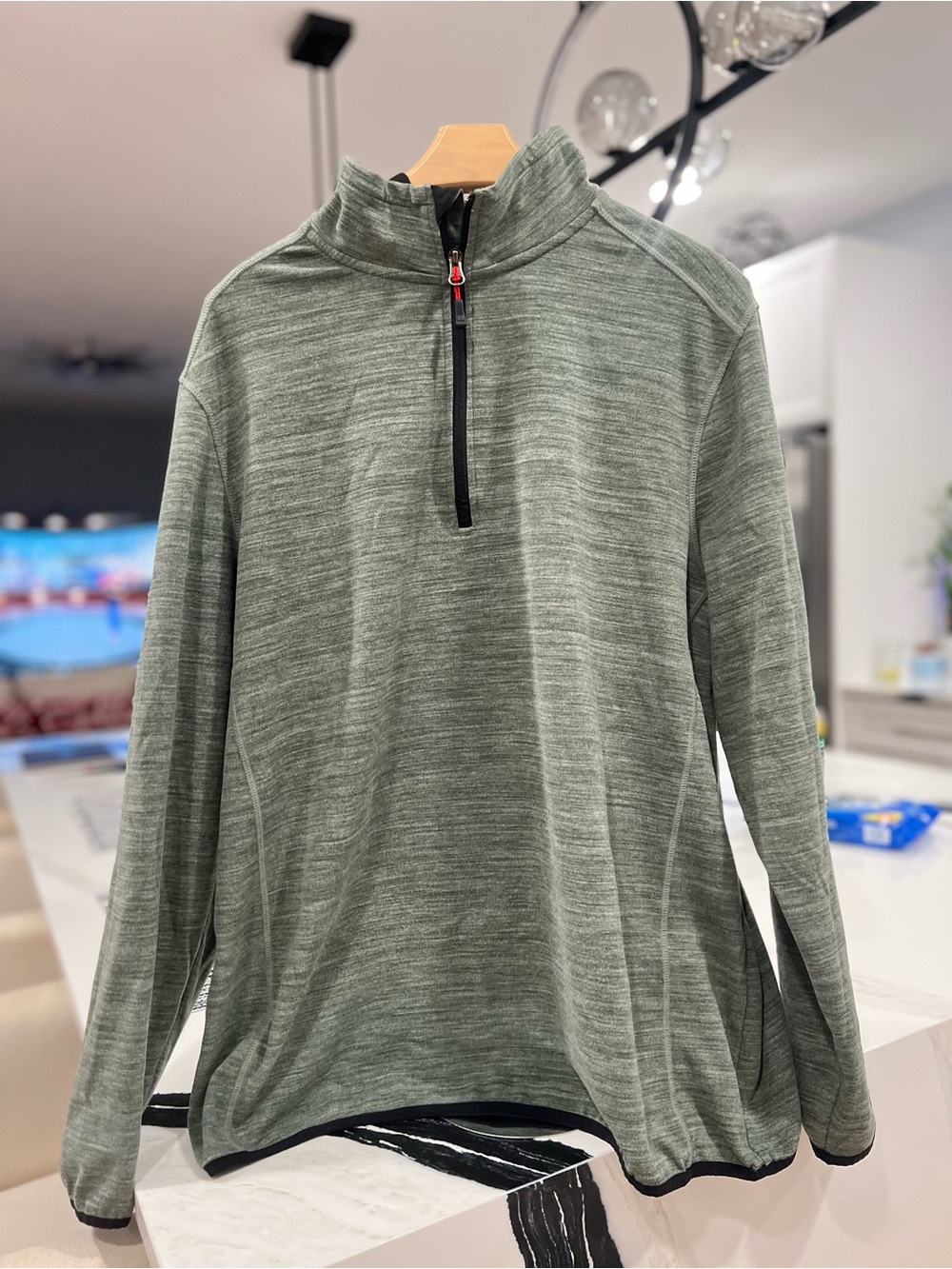 Avalanche Men's Heathered Sage Green Quarter-Zip Sweater